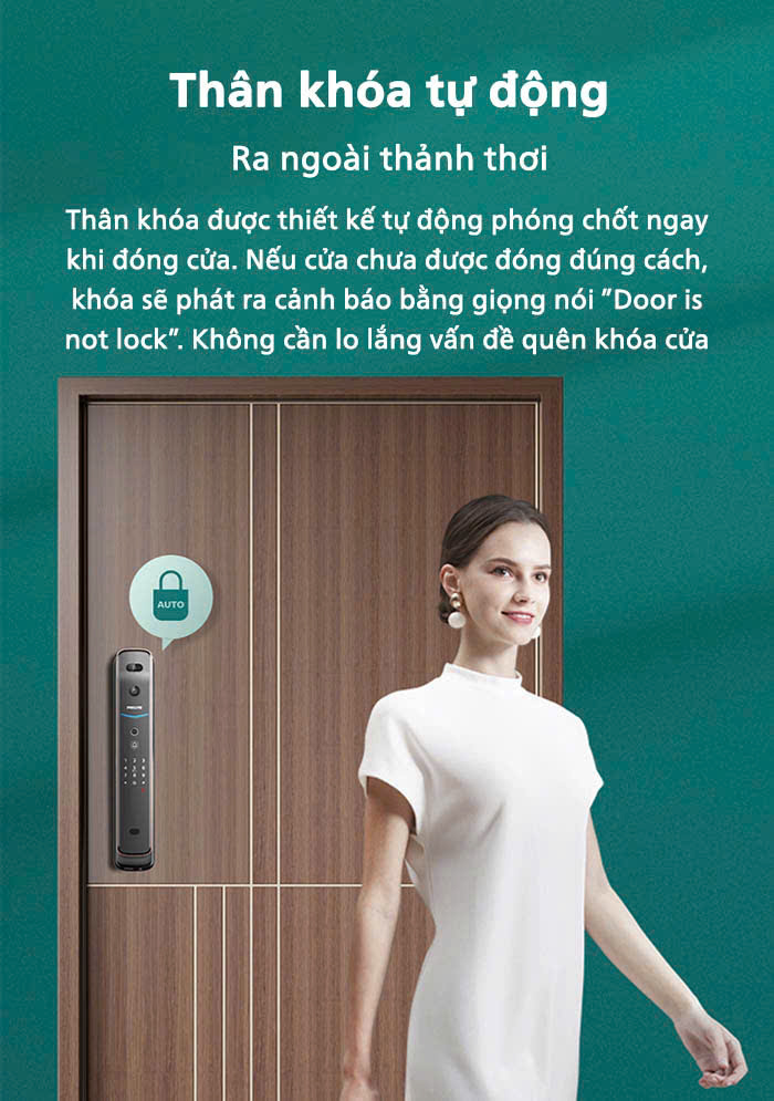 Khóa vân tay cửa gỗ Philips DDL709-7HWS FaceID 3D