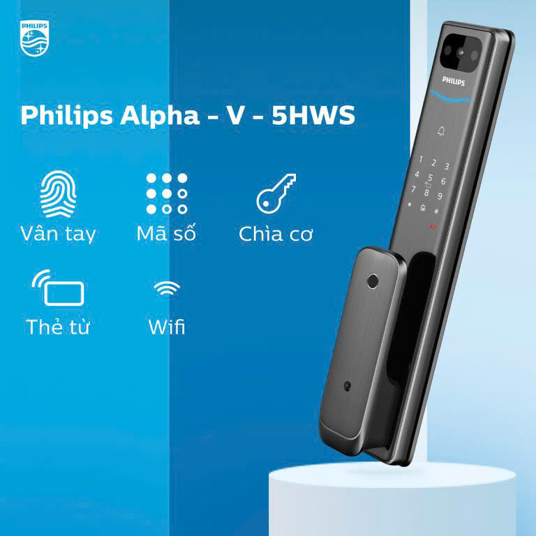 Khóa vân tay cửa gỗ Philips Alpha-V-5HWS