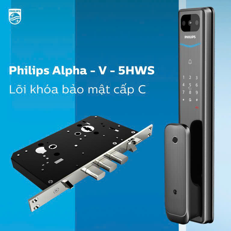 Khóa vân tay cửa gỗ Philips Alpha-V-5HWS