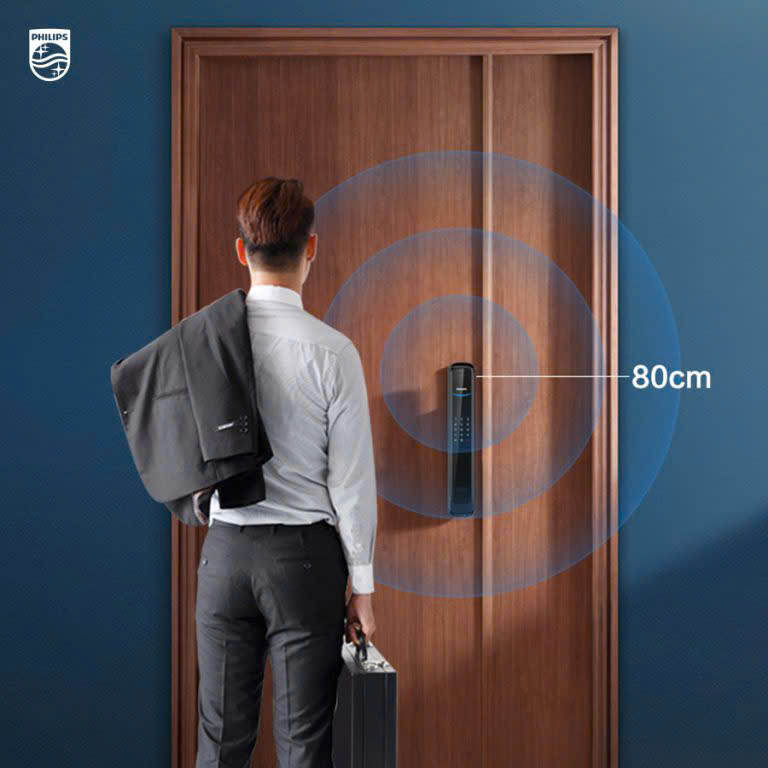 Khóa vân tay cửa gỗ Philips DDL702-8HWS FaceID 3D