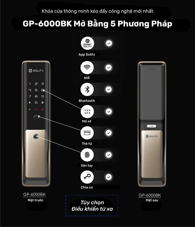 Khóa cửa điện tử vân tay Solity GP-6000BK