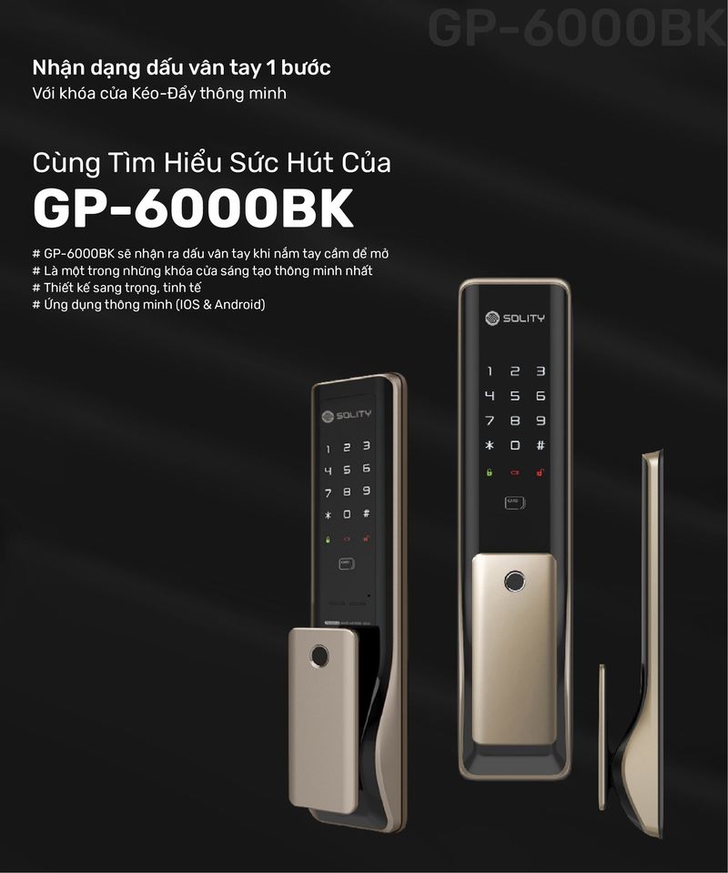 Khóa cửa điện tử vân tay Solity GP-6000BK